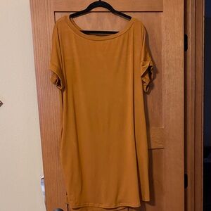 Casual Mustard Yellow T-Shirt Dress